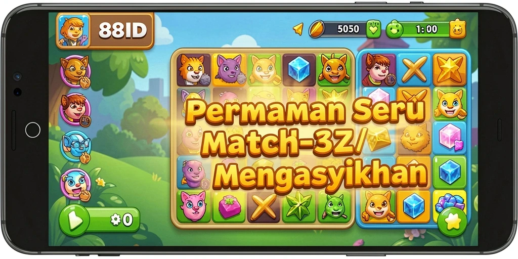 Screenshot utama 88ID menampilkan gameplay Match-3 yang menarik.