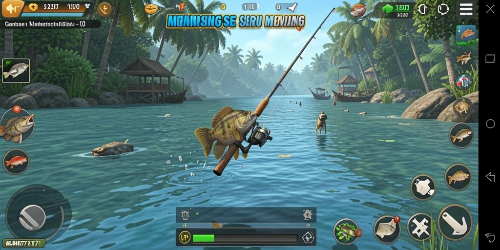 Screenshot gameplay memancing dengan grafis menakjubkan.