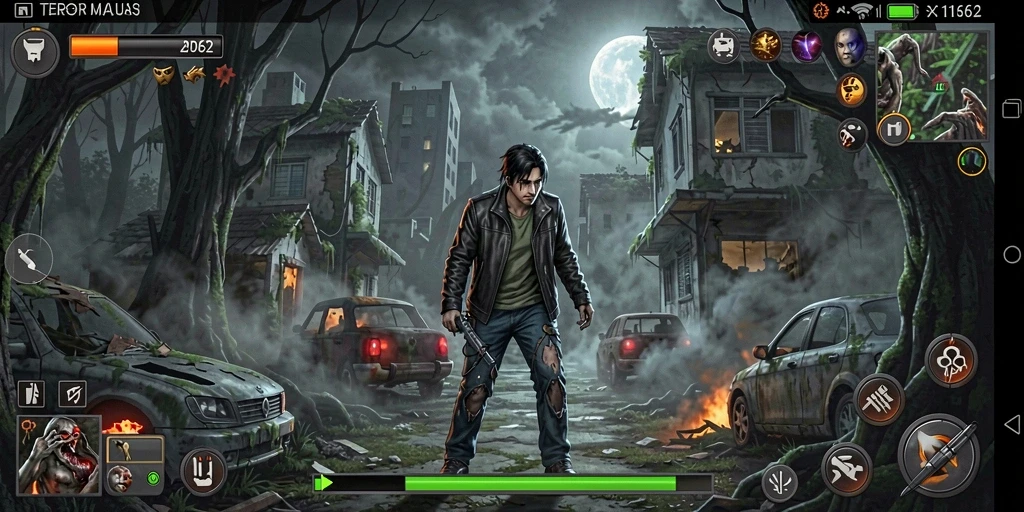 Gameplay seram dengan suasana mencekam dan efek visual menakutkan.