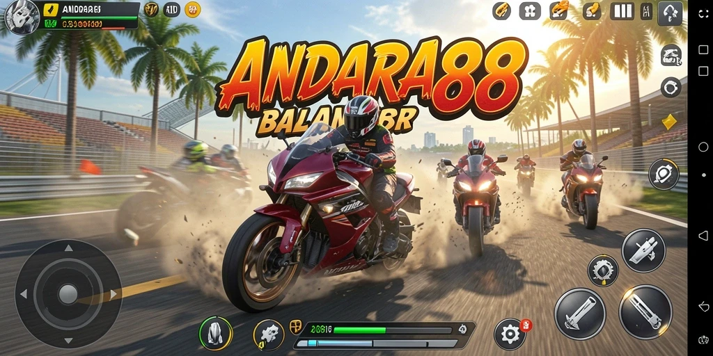 Gameplay seru ANDARA88 dengan aksi balapan motor yang mendebarkan.