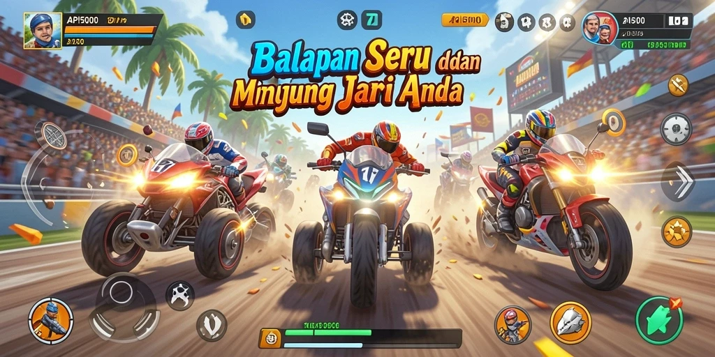 Tampilan gameplay API5000 dengan mobil balap melaju kencang di lintasan