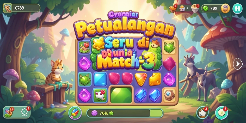 Gameplay match-3 yang seru dan penuh warna dari C789.