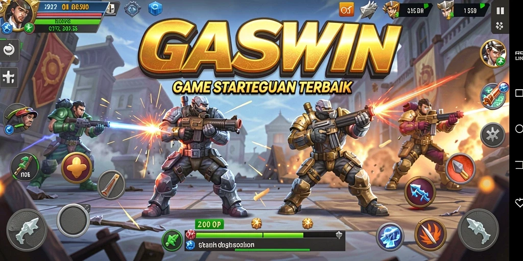 Screenshot gameplay GASWIN menampilkan aksi pertempuran yang mendebarkan.