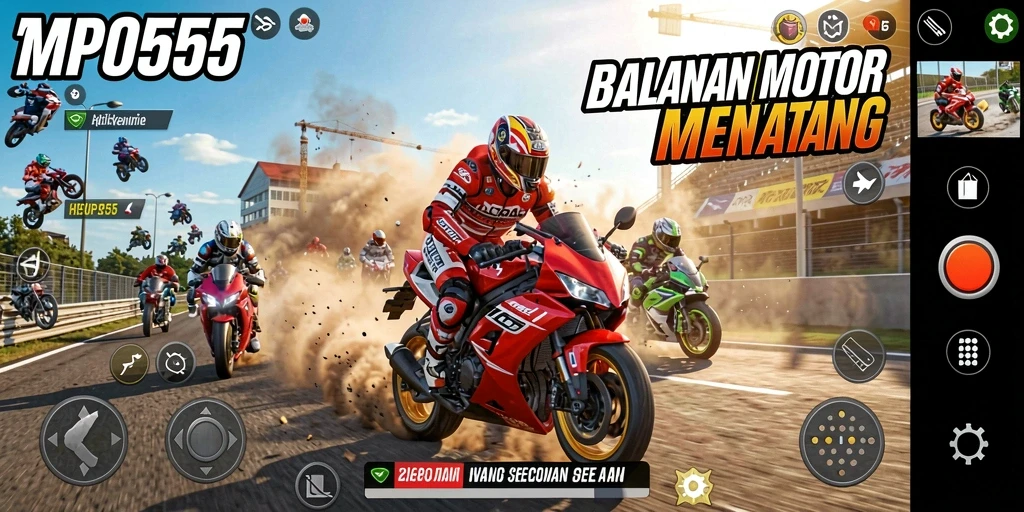 Gameplay MPO555 yang mendebarkan saat balapan motor.