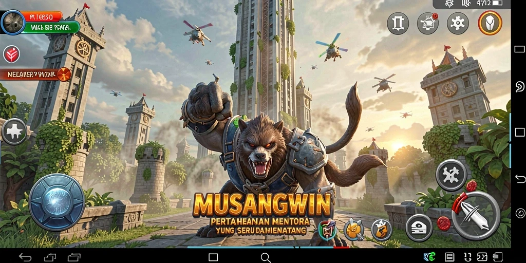 Gameplay seru menara pertahanan di MUSANGWIN.