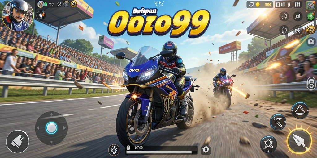 Tampilan menakjubkan dari gameplay balapan motor OVO99.