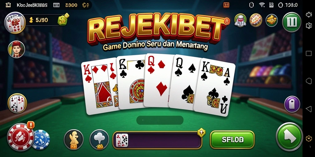 Tampilan gameplay domino yang menegangkan dan seru.