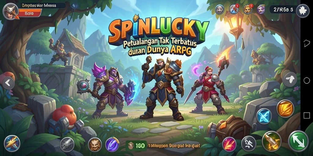 Tangkapan layar gameplay dari SPINLUCKY menampilkan pertarungan seru di dunia ARPG.