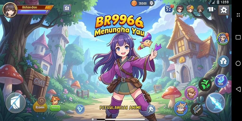 Tangkapan layar gameplay SR996 menampilkan aksi karakter anime yang penuh warna.