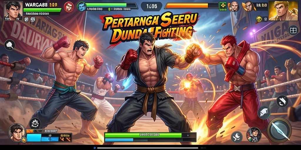 Screenshot gameplay WARGA88 menampilkan duel seru antar karakter.